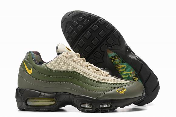 Nike Air Max 95 Olive Green Beige Leather Men's Shoes-139